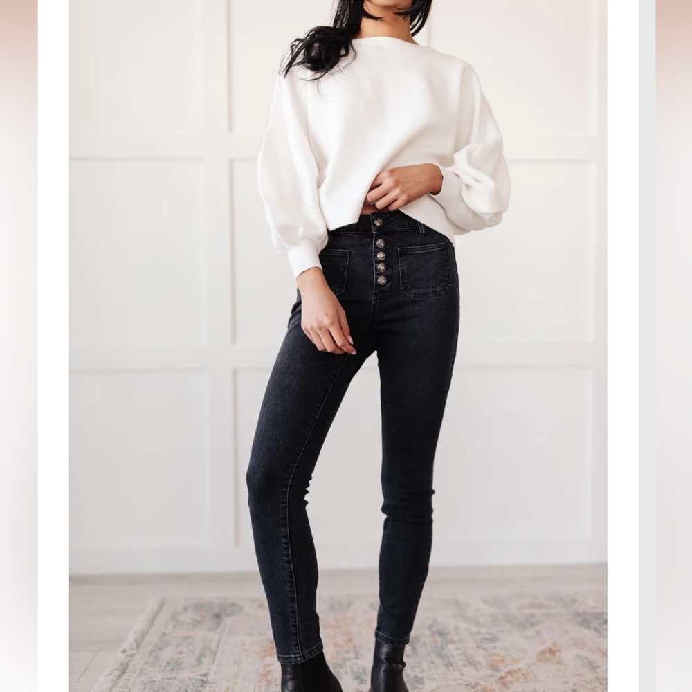 NWT OAT Riley Sailor‎ Skinnies Jean Black 28 High rise